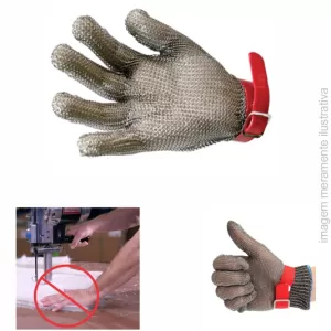 LUVA DE AÇO PROFISSIONAL 5 DEDOS PARA CORTADORES DE TECIDOS - TAMANHO P