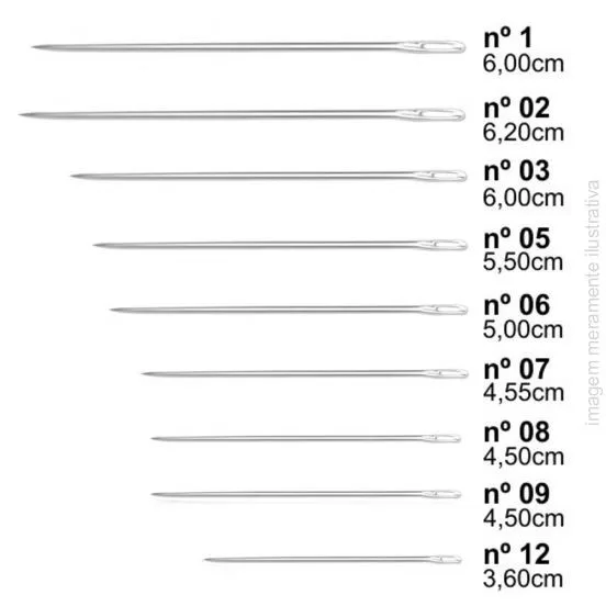 AGULHA DE MÃO DARNING Nº 03 PARA COSTURA – 20 UNIDADES - Imagem 2