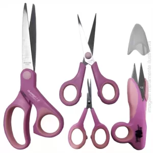 CONJUNTO DE COM 4 TESOURAS PROFISSIONAIS PARA COSTURA CRIATIVA