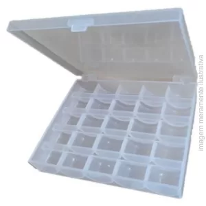 ESTOJO DE PLÁSTICO PORTA BOBINAS PARA MÁQUINA DE COSTURA - CAPACIDADE 25 BOBINAS