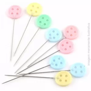 ALFINETE CABEÇA BOTÃO COLORIDO COM 60 UNIDADES