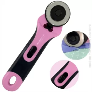 CORTADOR MANUAL CIRCULAR 45MM PARA COSTURA E PATCHWORK - CL-45NR ROSA