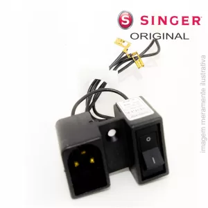 PLUG MACHO LIGA E DESLIGA DO MOTOR EMBUTIDO SINGER 3 PINOS – MODELO ANTIGO