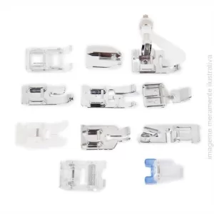 KIT COM 11 CALCADORES PARA COSTURA DOMÉSTICA – COMPATÍVEL COM SINGER, BROTHER, JANOME E OUTRAS MÁQUINAS DE HASTE BAIXA
