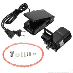MOTOR EXTERNO COM PEDAL PARA MÁQUINA DOMÉSTICA PRETO 220V