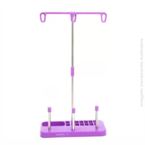 PORTA FIO 03 CONES DE LINHA COM PORTA BOBINA PORTÁTIL PARA DOMÉSTICA - ROXA
