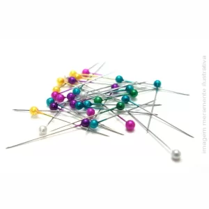 ALFINETE DE 3,5CM COM CABEÇA BOLA DE PLÁSTICO COR DIVERSAS - 500 UNIDADES