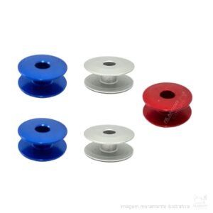 KIT COM 5 BOBINAS CARRETILHAS ABAULADAS EM ALUMÍNIO PARA ZIG-ZAG E COSTURA RETA – DIRECT DRIVE / RETA ELETRÔNICA