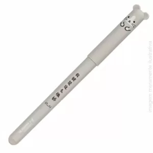 CANETA GEL APAGA BICHINHOS ANIMADOS RATINHO CINZA COM REFIL COR AZUL 0,35MM