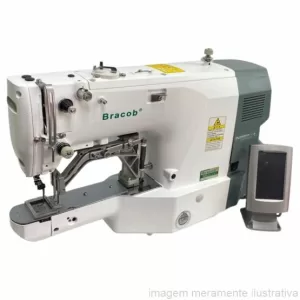 MÁQUINA DE COSTURA INDUSTRIAL TRAVETE DIRECT DRIVE ELETRÔNICA PROGRAMÁVEL 40x30mm BRACOB BC 430 HS D2 220V