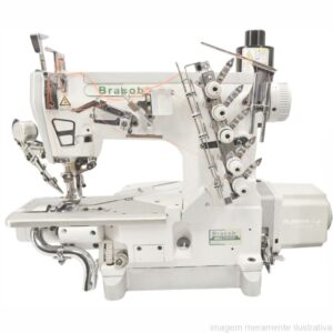 MÁQUINA DE COSTURA INDUSTRIAL GALONEIRA COM REFILADOR BASE CILÍNDRICA ELETRÔNICA BC 600 35 AC EUT