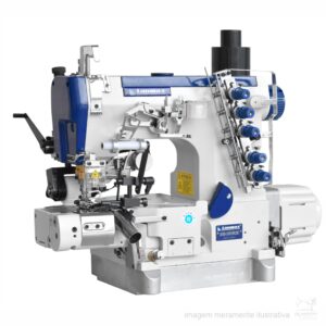 MÁQUINA DE COSTURA GALONEIRA CILÍNDRICA 3 AGULHAS 5 FIOS COM CATRACA REFILADOR E SUGADOR LANMAX LM-7500D-33/PUT/RPG 220V