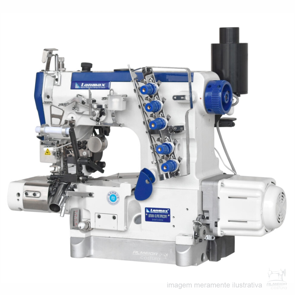 MÁQUINA DE COSTURA GALONEIRA CILÍNDRICA 3 AGULHAS 5 FIOS COM CATRACA REFILADOR E SUGADOR LANMAX LM-7500D-33/PUT/RPG 220V - Imagem 8