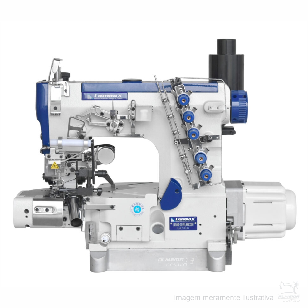 MÁQUINA DE COSTURA GALONEIRA CILÍNDRICA 3 AGULHAS 5 FIOS COM CATRACA REFILADOR E SUGADOR LANMAX LM-7500D-33/PUT/RPG 220V - Imagem 7
