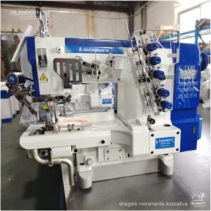 MÁQUINA DE COSTURA GALONEIRA CILÍNDRICA ELETRÔNICA COM REFILADOR E SUCÇÃO LANMAX LM7600D-35EH 220V